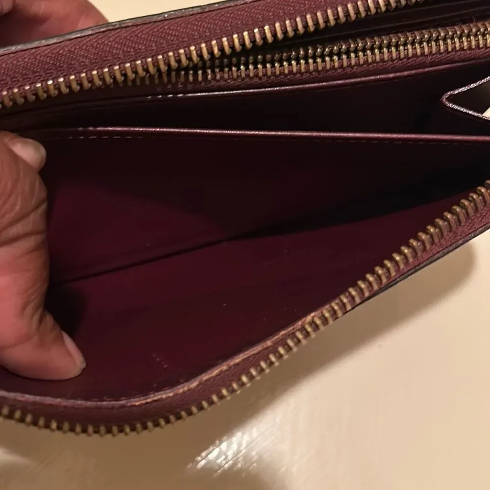 Louis Vuitton Vernis Zip Around Long Wallet Merlot Shiny Dark Red Logo Print LV
